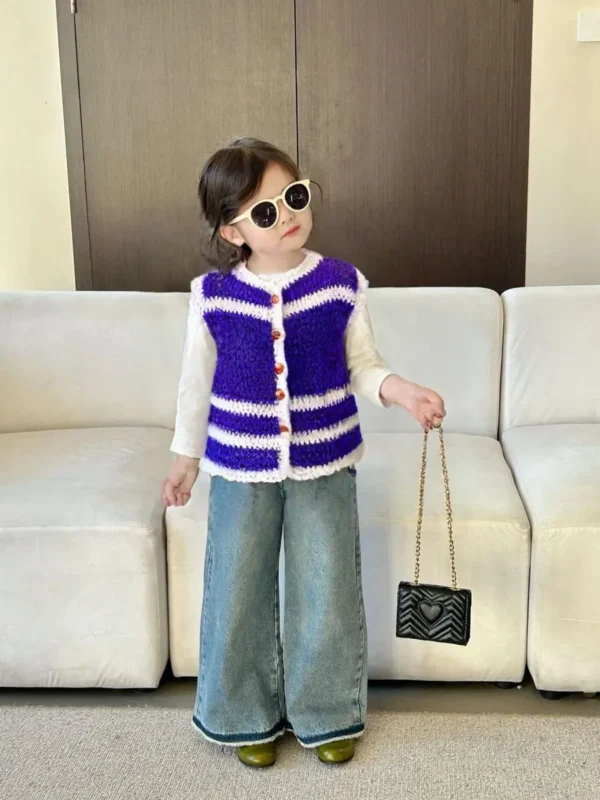 Purple Knitted Vest for Kids