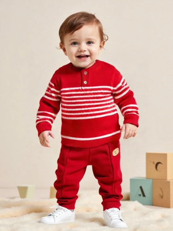 Red & White Baby Knit Set