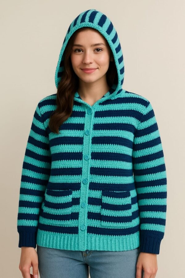 Sky Blue Crochet Hoodie